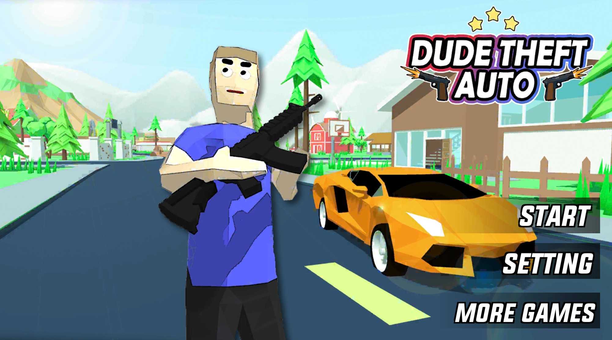 Dude Theft Auto open world sandbox gameplay with ragdoll physics and city exploration