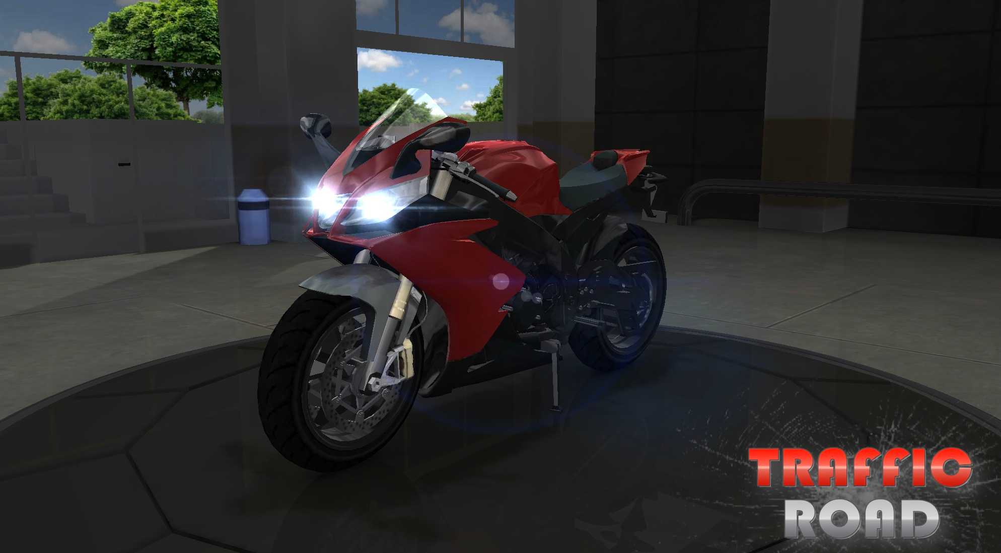 Traffic Road first-person motorcycle racing through highway traffic at high speed