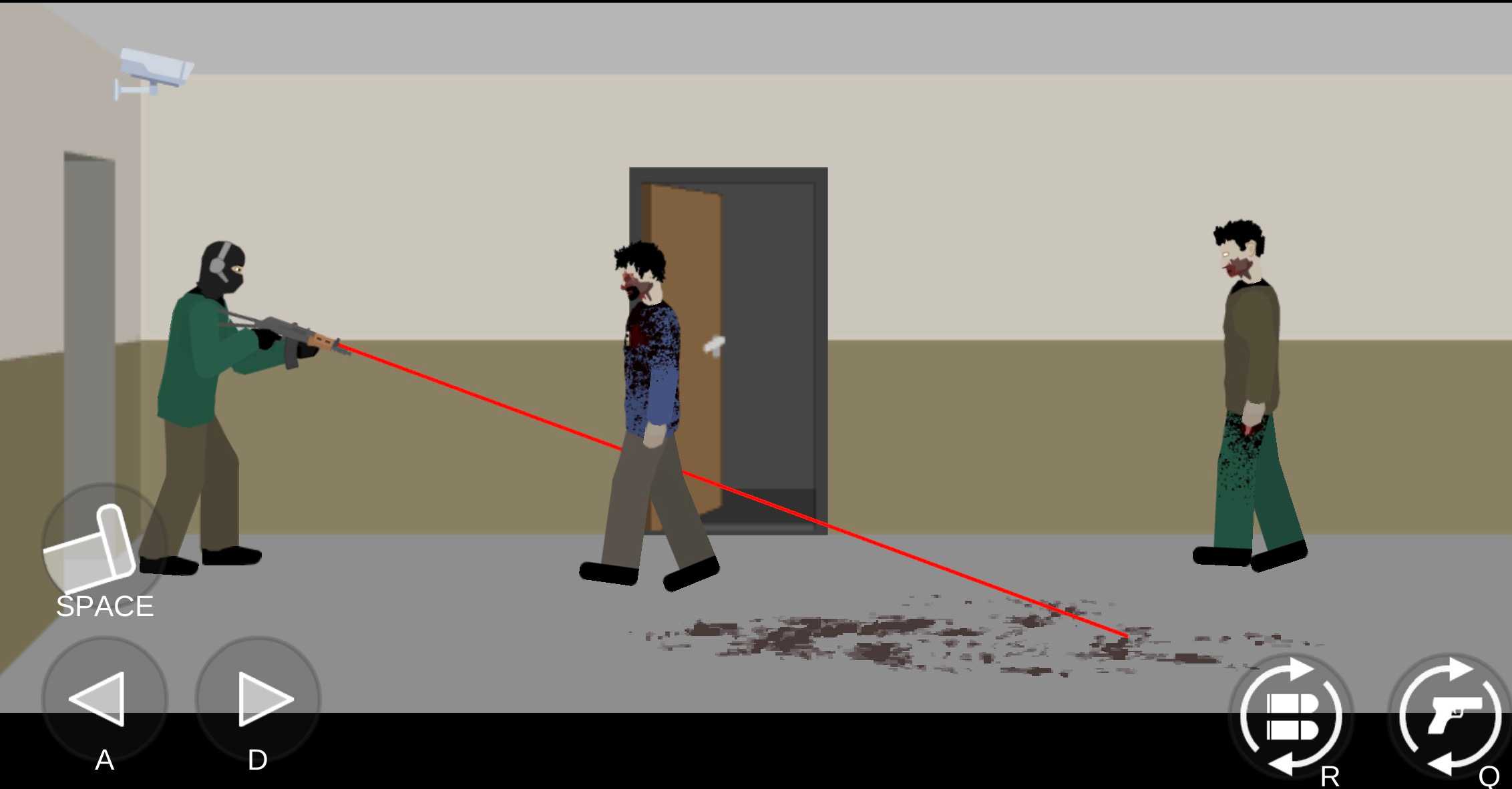 Undead Corridor 2D zombie shooter with gory graphics and ragdoll physics in corridor combat